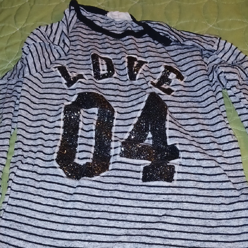 Kids Long Sleeve Striped Shirt with Love 04 Design